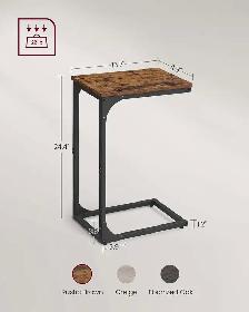 VASAGLE Set of 2 C-Shaped Side Tables – Rustic Brown   Black - Photo 7