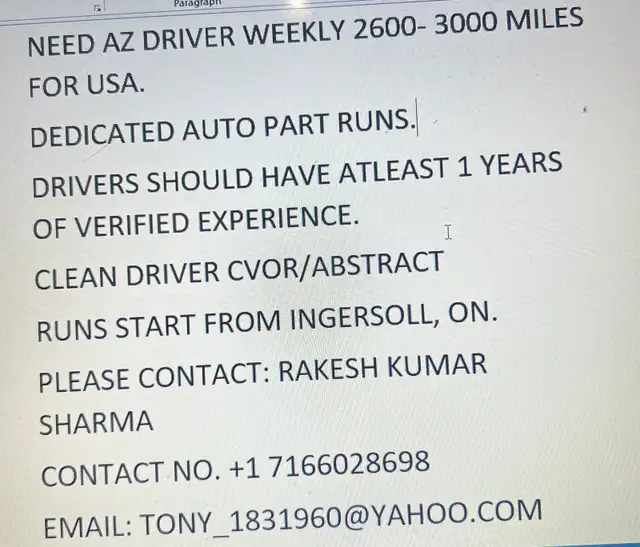 2 AZ Driver Needed