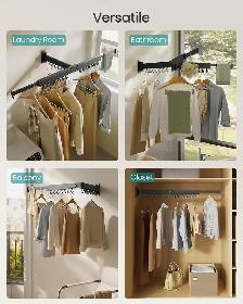 SONGMICS Wall-Mounted Clothes Drying Rack – Ink Black - Photo 3