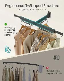 SONGMICS Wall-Mounted Clothes Drying Rack – Ink Black - Photo 4