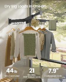 SONGMICS Wall-Mounted Clothes Drying Rack – Ink Black - Photo 5