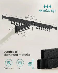 SONGMICS Wall-Mounted Clothes Drying Rack – Ink Black - Photo 7