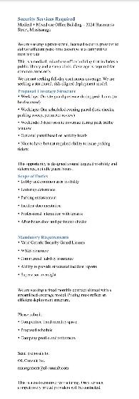 Security Services Required