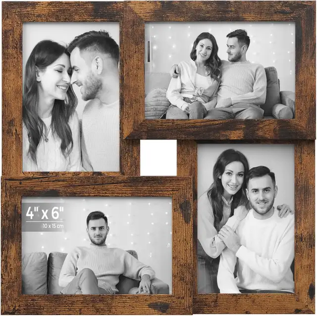 SONGMICS 4-Photo Collage Frame – Rustic Brown (4x6")