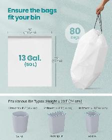 SONGMICS 13-Gallon Heavy-Duty Trash Bags – Cream White - Photo 5