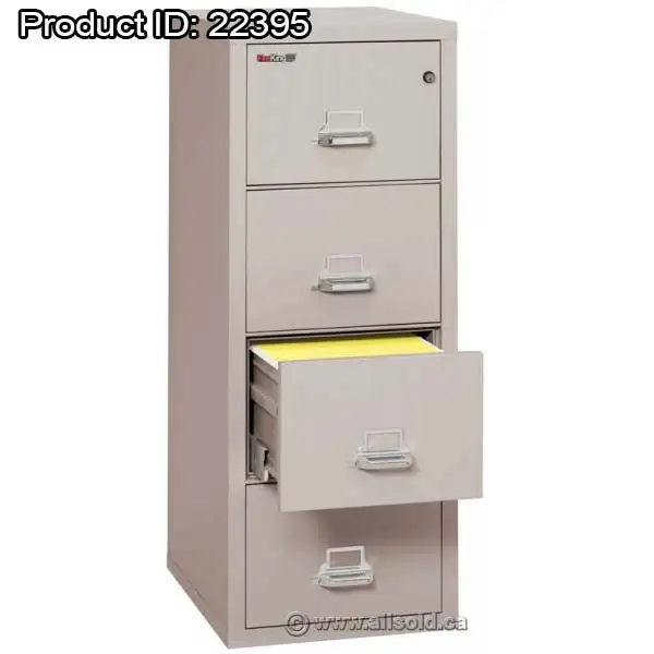 Tan 4 Drawer Fire Proof Legal Vertical File Cabinet, Locking