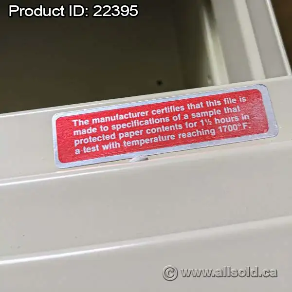 Tan 4 Drawer Fire Proof Legal Vertical File Cabinet, Locking - Photo 7