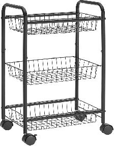 3-Tier Rolling Storage Cart – Black