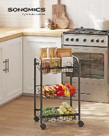 3-Tier Rolling Storage Cart – Black - Photo 2