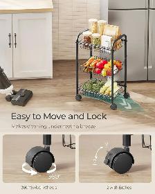 3-Tier Rolling Storage Cart – Black - Photo 4