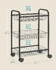 3-Tier Rolling Storage Cart – Black - Photo 5