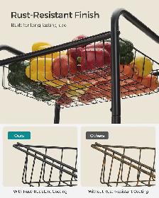 3-Tier Rolling Storage Cart – Black - Photo 7