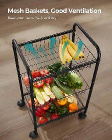 3-Tier Rolling Storage Cart – Black - Photo 8