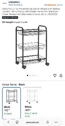 3-Tier Rolling Storage Cart – Black - Photo 9