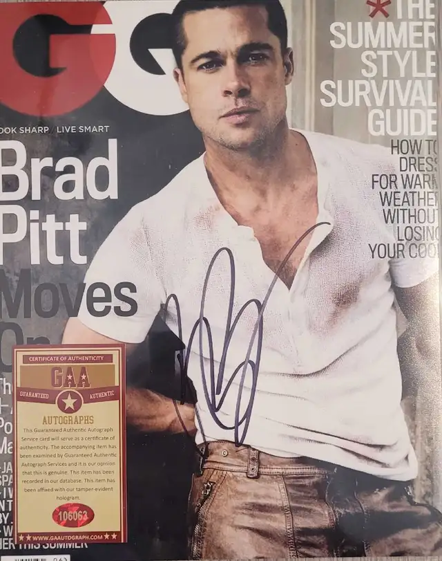 BRAD PITT CERTIFIED AUTOGRAPH