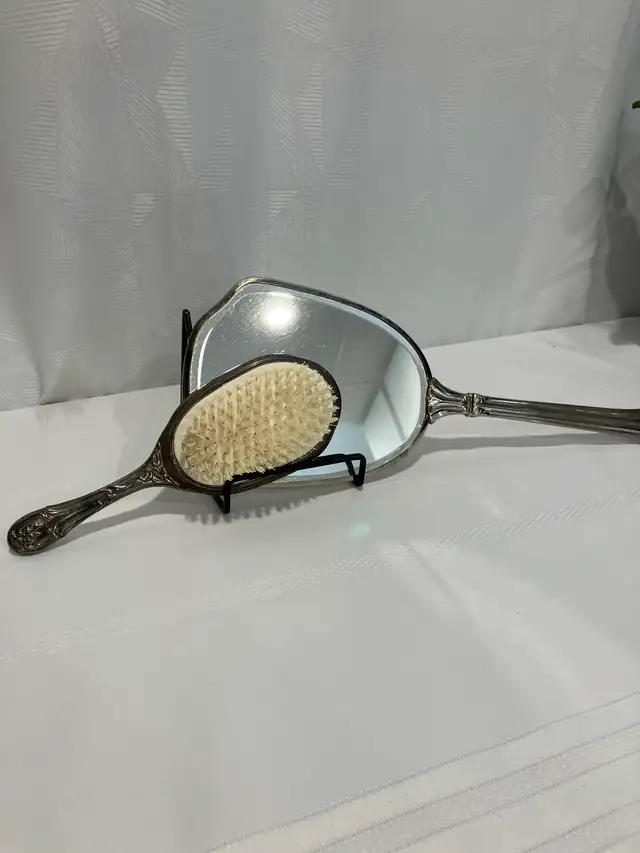 Vintage Mirror and Hairbrush