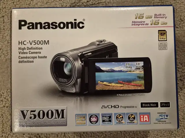 Panasonic HC-V500M Full HD SD Camcorder - Black - with extras,