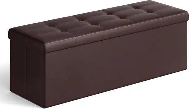 SONGMICS Folding Storage Ottoman Bench – Brown