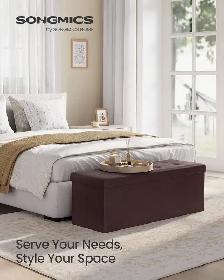 SONGMICS Folding Storage Ottoman Bench – Brown - Photo 3