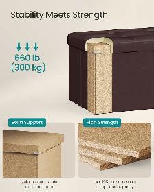 SONGMICS Folding Storage Ottoman Bench – Brown - Photo 4