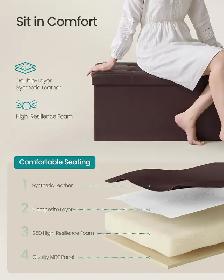 SONGMICS Folding Storage Ottoman Bench – Brown - Photo 5