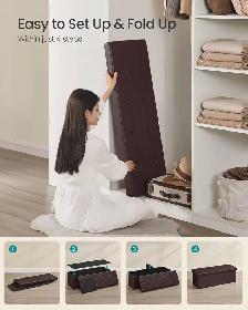 SONGMICS Folding Storage Ottoman Bench – Brown - Photo 6