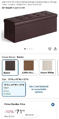 SONGMICS Folding Storage Ottoman Bench – Brown - Photo 7