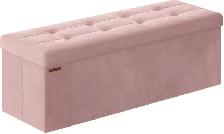 SONGMICS Velvet Folding Storage Ottoman Bench – Jelly Pink