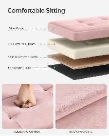 SONGMICS Velvet Folding Storage Ottoman Bench – Jelly Pink - Photo 4
