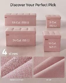 SONGMICS Velvet Folding Storage Ottoman Bench – Jelly Pink - Photo 6