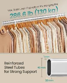 SONGMICS Heavy-Duty Rolling Garment Rack – Extendable Silver - Photo 3