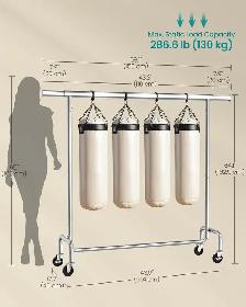 SONGMICS Heavy-Duty Rolling Garment Rack – Extendable Silver - Photo 6