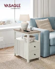 VASAGLE Coastal Side Table with Charging Station - Photo 2