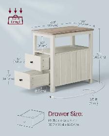 VASAGLE Coastal Side Table with Charging Station - Photo 3