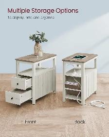 VASAGLE Coastal Side Table with Charging Station - Photo 4