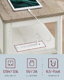 VASAGLE Coastal Side Table with Charging Station - Photo 6