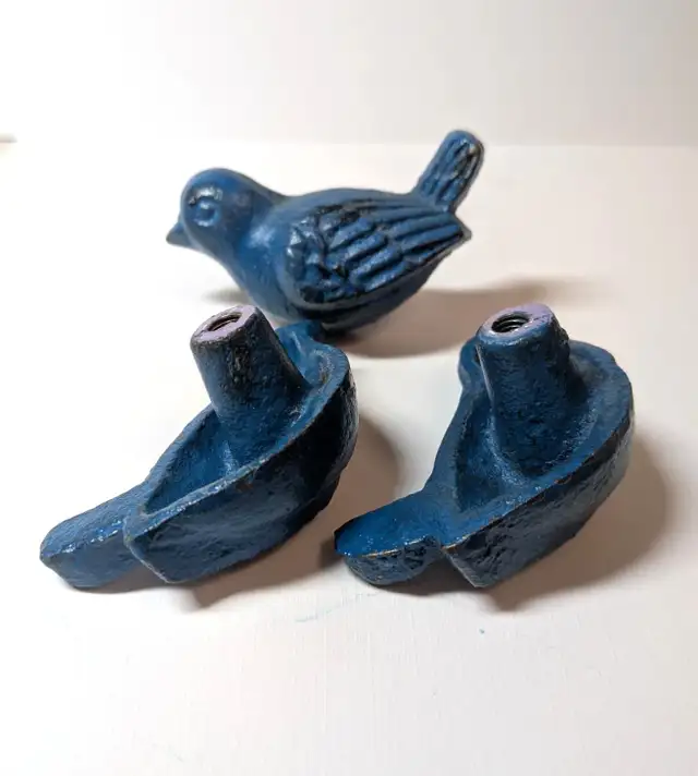 Set of 3 Blue Cast Iron Bird Drawer Pulls –Rustic Hardware - Photo 3