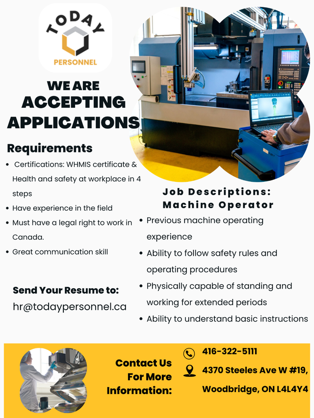 Machine Operator/Quality control