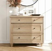 Farmhouse 3-Drawer Dresser – Distressed Ivory