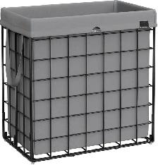 SONGMICS Collapsible Laundry Basket – Black   Gray (29 Gallon)