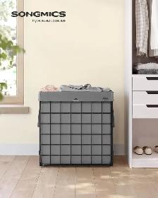SONGMICS Collapsible Laundry Basket – Black   Gray (29 Gallon) - Photo 2