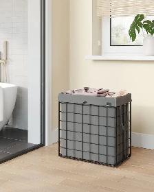 SONGMICS Collapsible Laundry Basket – Black   Gray (29 Gallon) - Photo 3