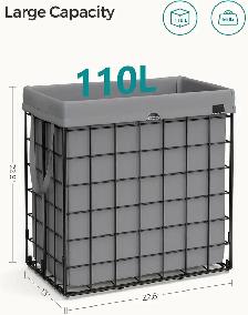SONGMICS Collapsible Laundry Basket – Black   Gray (29 Gallon) - Photo 5