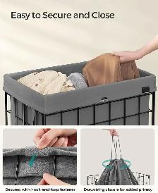 SONGMICS Collapsible Laundry Basket – Black   Gray (29 Gallon) - Photo 6