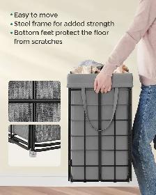 SONGMICS Collapsible Laundry Basket – Black   Gray (29 Gallon) - Photo 8