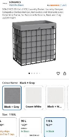 SONGMICS Collapsible Laundry Basket – Black   Gray (29 Gallon) - Photo 9