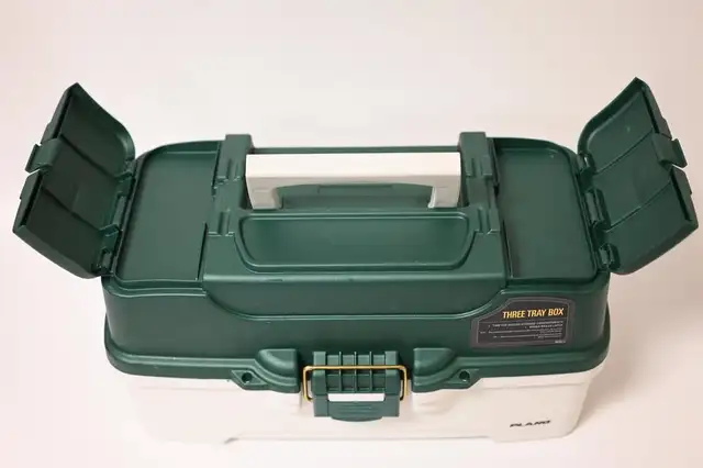 Fishing Gear Fishing Box with 3 Tray Green Metallic Off White - Photo 2