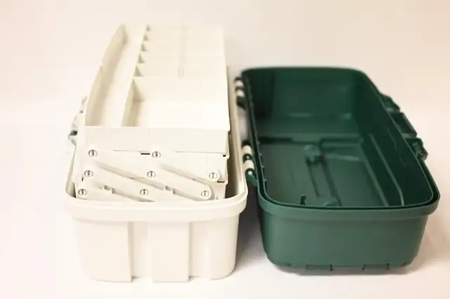 Fishing Gear Fishing Box with 3 Tray Green Metallic Off White - Photo 3