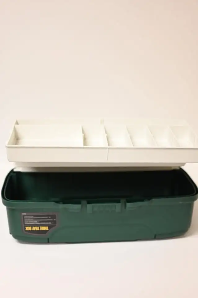 Fishing Gear Fishing Box with 3 Tray Green Metallic Off White - Photo 4