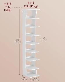 9-Tier Slim Shoe Rack with Hooks – White - Photo 3